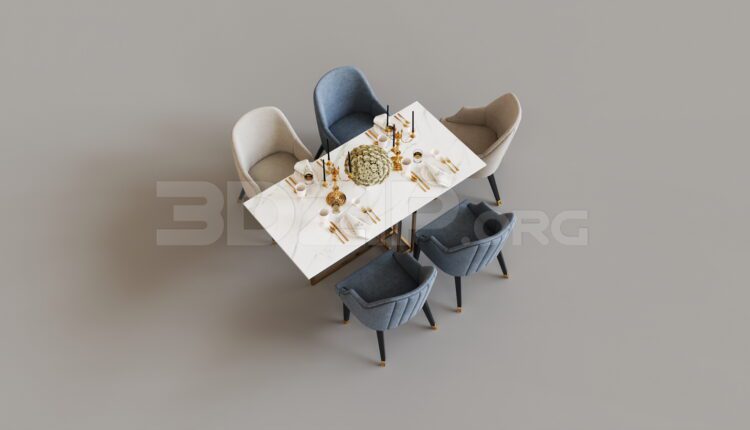 7844. Free 3Ds Max Dining Table And Chair Model Download