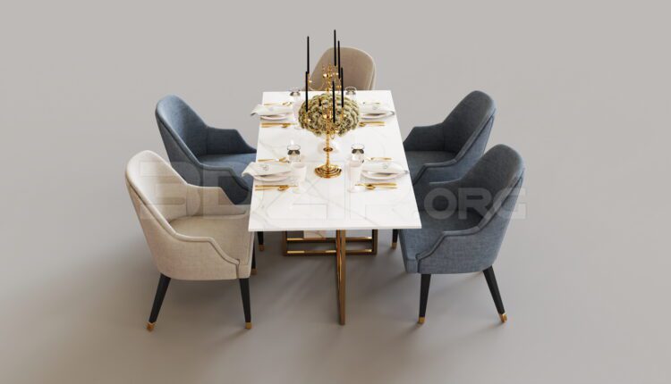 7844. Free 3Ds Max Dining Table And Chair Model Download