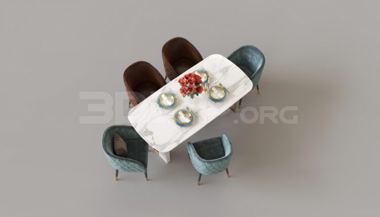 7849. Free 3Ds Max Dining Table And Chair Model Download