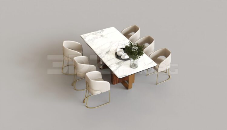 7855. Free 3Ds Max Dining Table And Chair Model Download