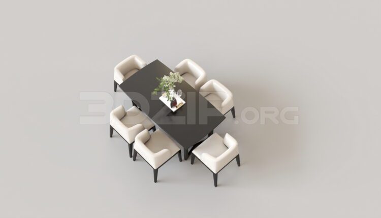 7881. Free 3Ds Max Dining Table And Chair Model Download