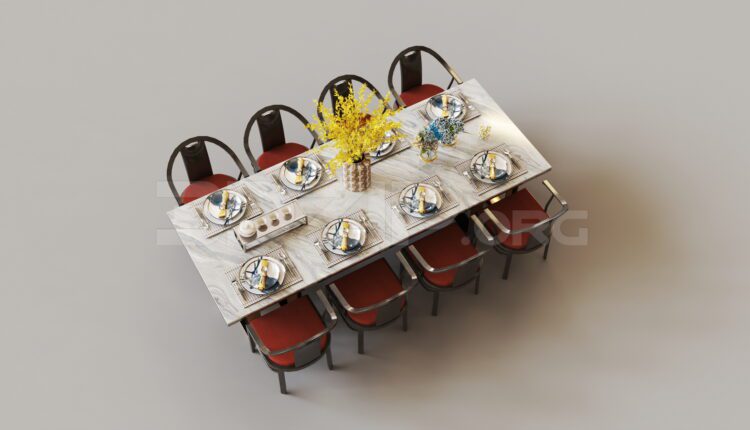 7887. Free 3Ds Max Dining Table And Chair Model Download