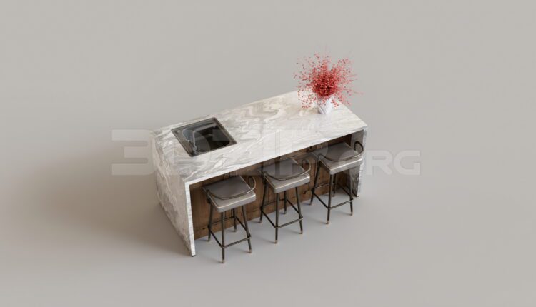 7914. Free 3Ds Max Kitchen Island Model Download