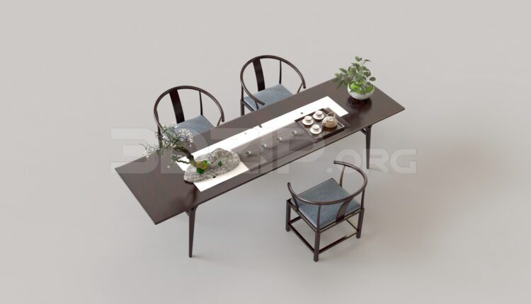 7915. Free 3Ds Max Table And Chair Model Download (1)