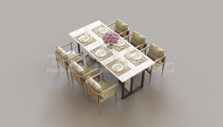 7928. Free 3Ds Max Dining Table And Chair Model Download (1)