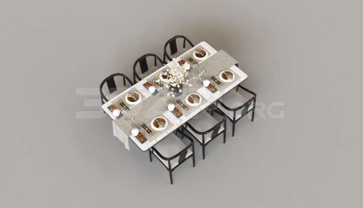 7979. Free 3Ds Max Dining Table And Chair Model Download