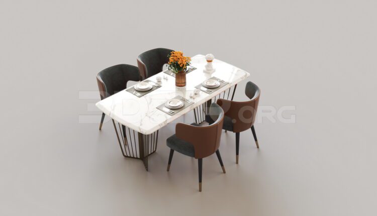 7984. Free 3Ds Max Dining Table And Chair Model Download (1)