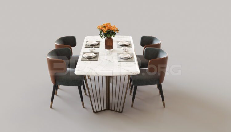 7984. Free 3Ds Max Dining Table And Chair Model Download (2)
