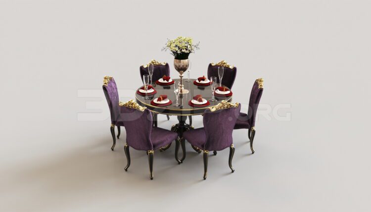 8011. Free 3Ds Max Dining Table And Chair Model Download