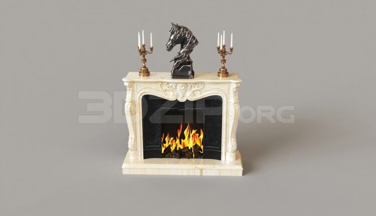 8012. Free 3Ds Max Fireplace Model Download (2)