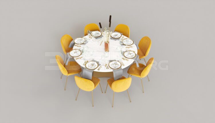 8023. Free 3Ds Max Dining Table And Chair Model Download