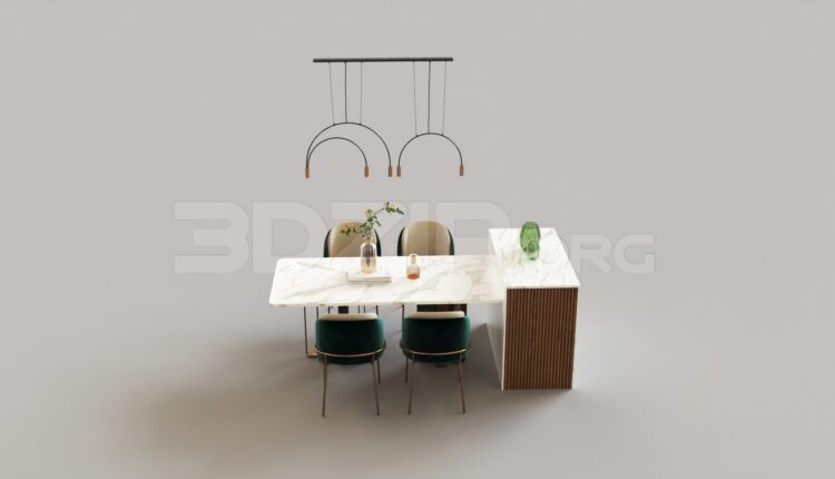8032. Free 3Ds Max Dining Table And Chair Model Download