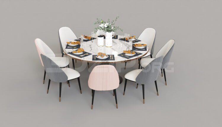8037. Free 3Ds Max Dining Table And Chair Model Download (2)