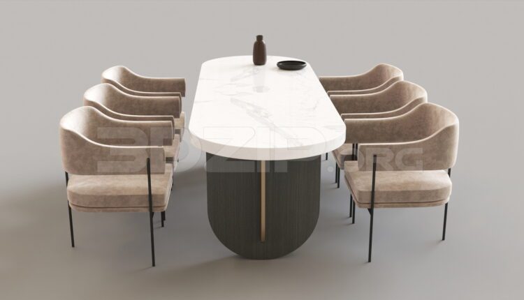8048. Free 3Ds Max Dining Table And Chair Model Download