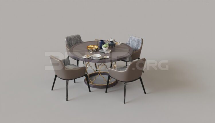8066. Free 3Ds Max Dining Table And Chair Model Download