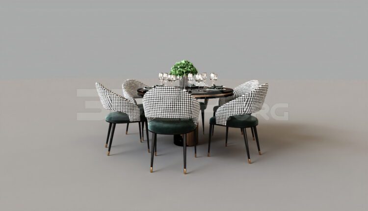 8080. Free 3Ds Max Dining Table And Chair Model Download