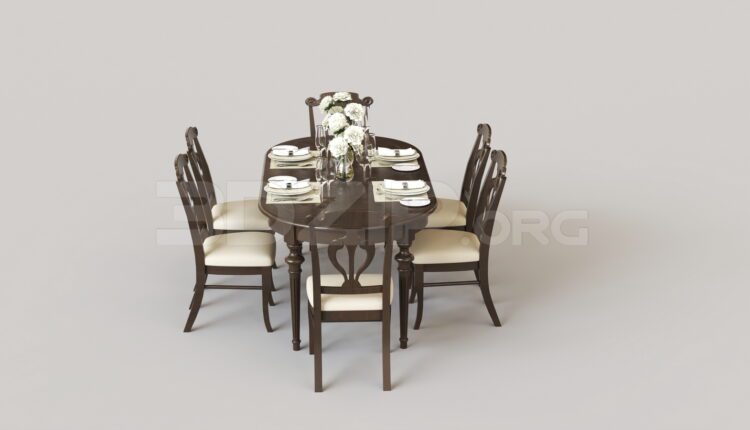 8092. Free 3Ds Max Dining Table And Chair Model Download