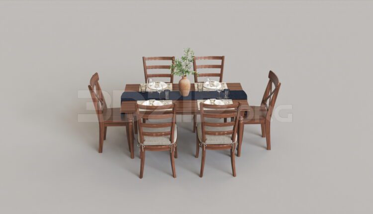 8113. Free 3Ds Max Dining Table And Chair Model Download