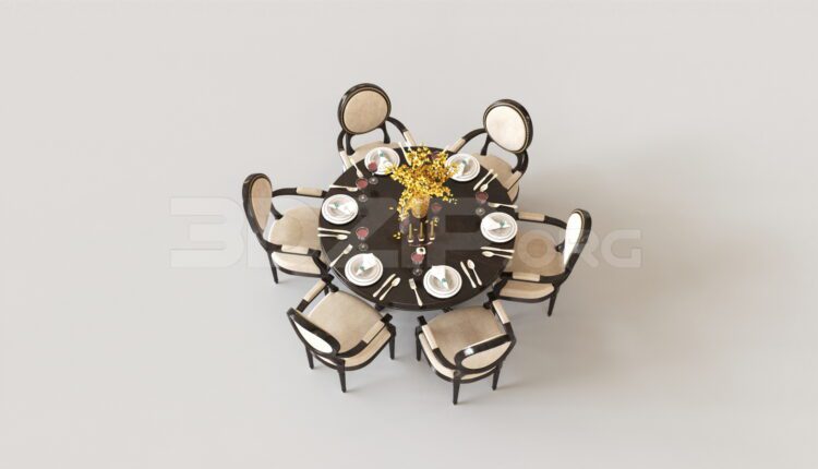 8125. Free 3Ds Max Dining Table And Chair Model Download