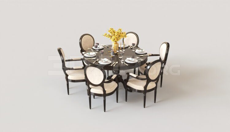 8125. Free 3Ds Max Dining Table And Chair Model Download
