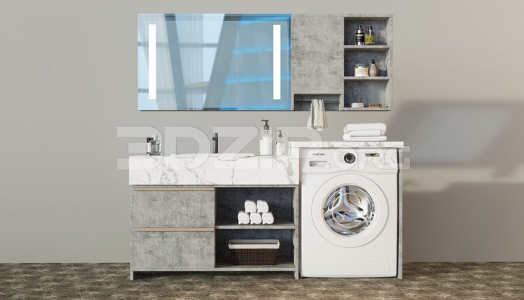 11537. Free 3Ds Max Cabinet With Washbasin Model Download