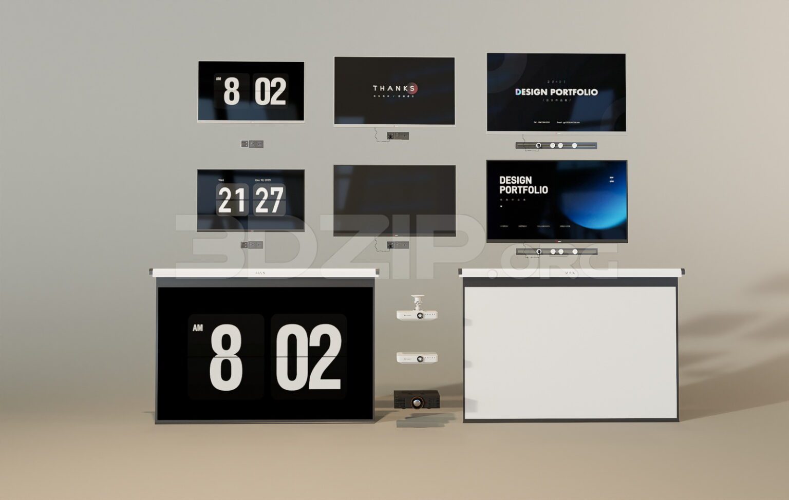 Screeem Model 11544. Free 3Ds Max Projection screen Models Download