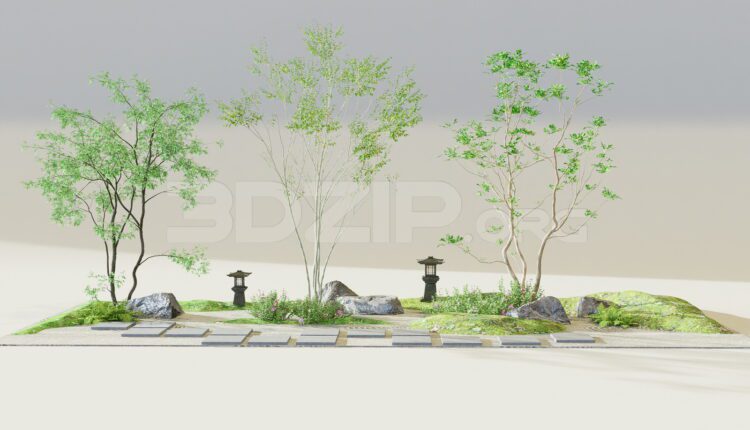11553. Free download of 3ds Max model for outdoor garden landscape scene