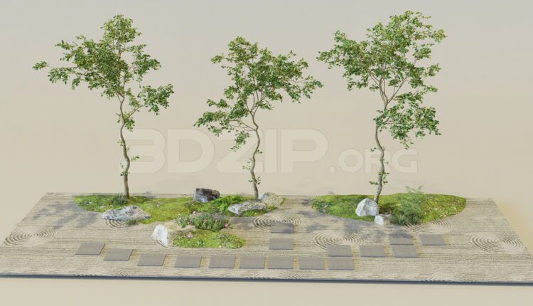 11553. Free download of 3ds Max model for outdoor garden landscape scene