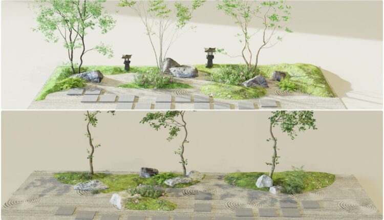 11553. Free download of 3ds Max model for outdoor garden landscape scene