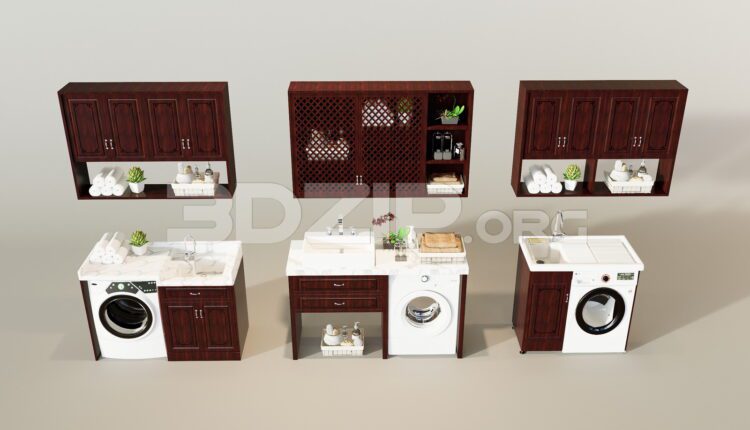11573. Free 3Ds Max Cabinet With Washbasin Model Download