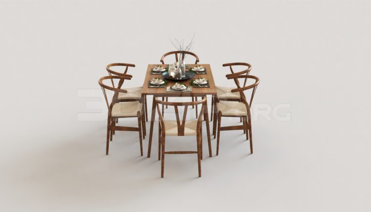 8184. Free 3Ds Max Dining Table And Chair Model Download