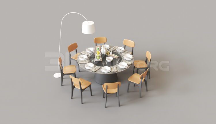 8244. Free 3Ds Max Dining Table And Chair Model Download
