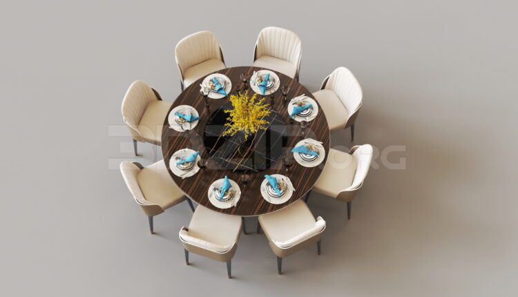 8261. Free 3Ds Max Dining Table And Chair Model Download