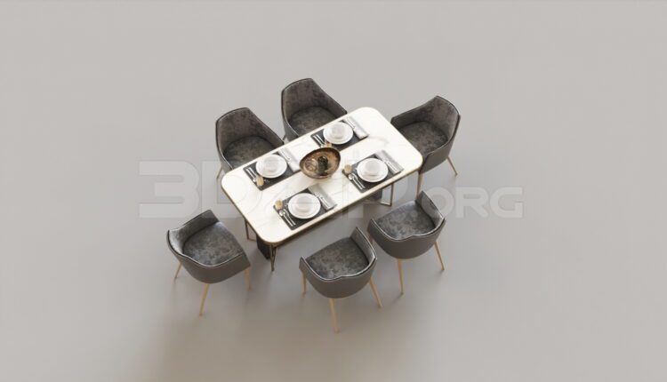 8276. Free 3Ds Max Dining Table And Chair Model Download