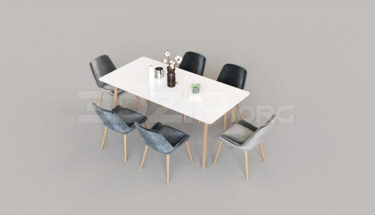 8309. Free 3Ds Max Dining Table And Chair Model Download
