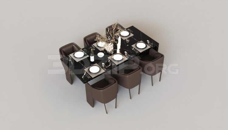 8325. Free 3Ds Max Dining Table And Chair Model Download