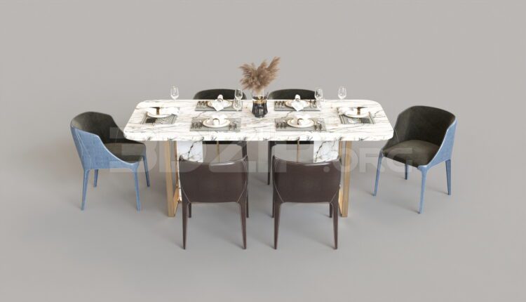 8333. Free 3Ds Max Dining Table And Chair Model Download