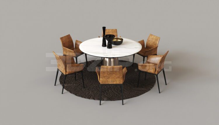 8388. Free 3Ds Max Dining Table And Chair Model Download