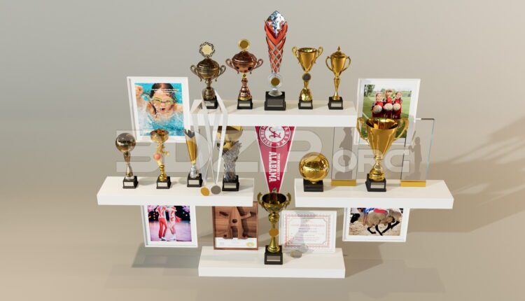 11676. Free download of 3D models of various types of trophies and cups