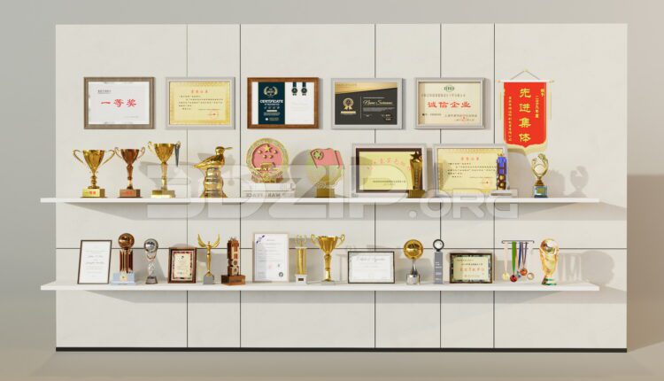 11677. Free download of 3D models of various types of trophies and cups