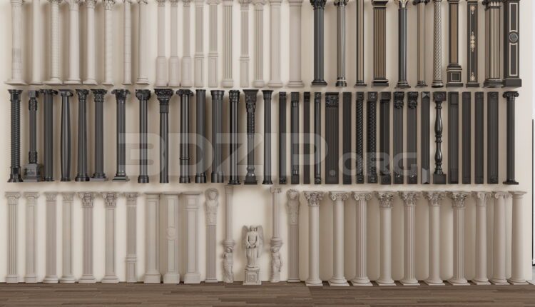 11701. Free download of 3ds Max models of various types of classical Roman columns