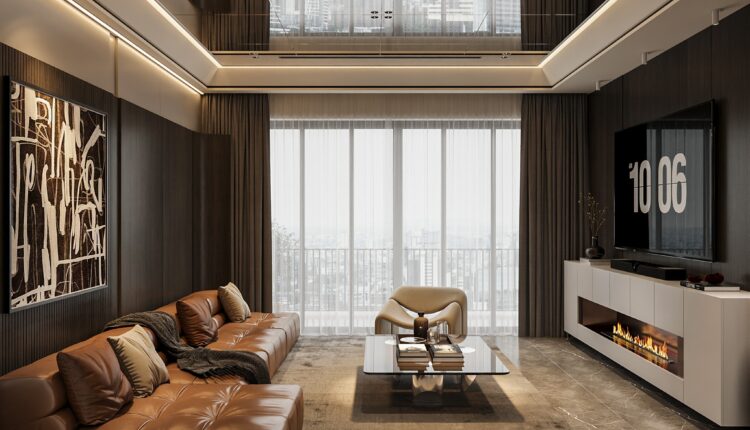 13618. 3Ds Max Living Room – Kitchen Interior Model Download By Do Xuan Lam