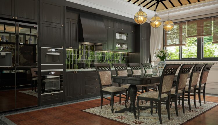 13623. 3Ds Max Indochine Living Room – Kitchen Interior Model Download By Nam Ngoc Dinh