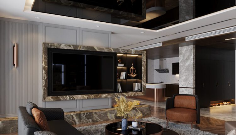 13624. 3Ds Max Living Room – Kitchen Interior Model Download by Ngo Chau