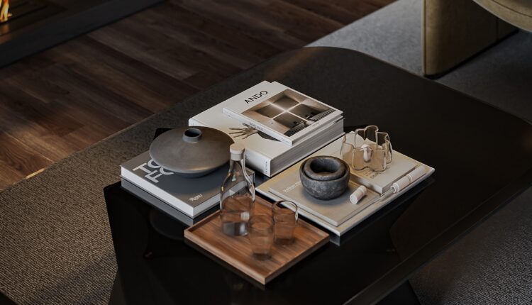 13631. 3Ds Max Living Room – Kitchen Interior Model Download by Phong Nguyen