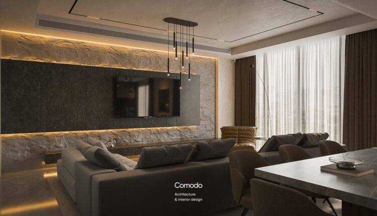 13632. 3Ds Max Living Room – Kitchen Interior Model Download by Luu Trung Kien