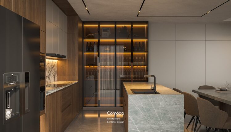 13632. 3Ds Max Living Room – Kitchen Interior Model Download by Luu Trung Kien