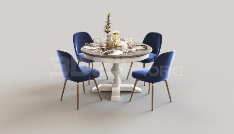 8408. Free 3Ds Max Dining Table And Chair Model Download