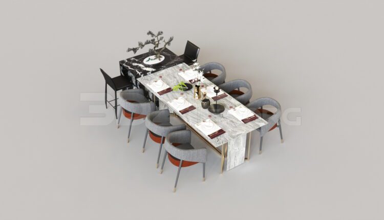 8428. Free 3Ds Max Dining Table And Chair Model Download