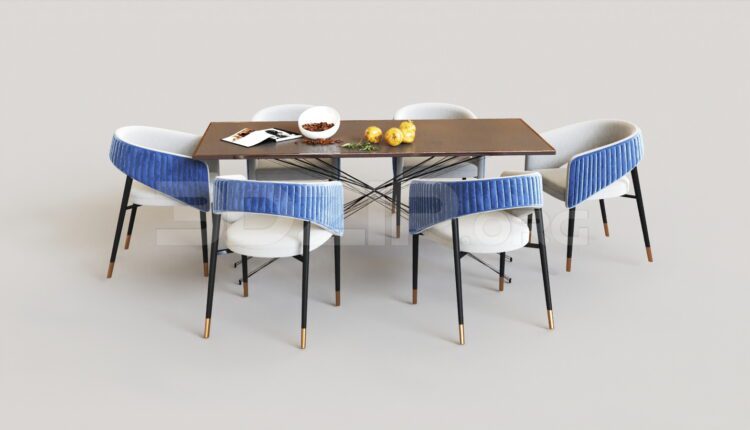 8444. Free 3Ds Max Dining Table And Chair Model Download